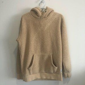 Rumors Original Women’s Tan Neutral tone Soft Teddy Sherpa Pullover Hoodie SZ M